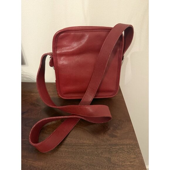 Vintage Coach Leather Camera Bag Crossbody Double Zip 9817 Red - Picture 2 of 14